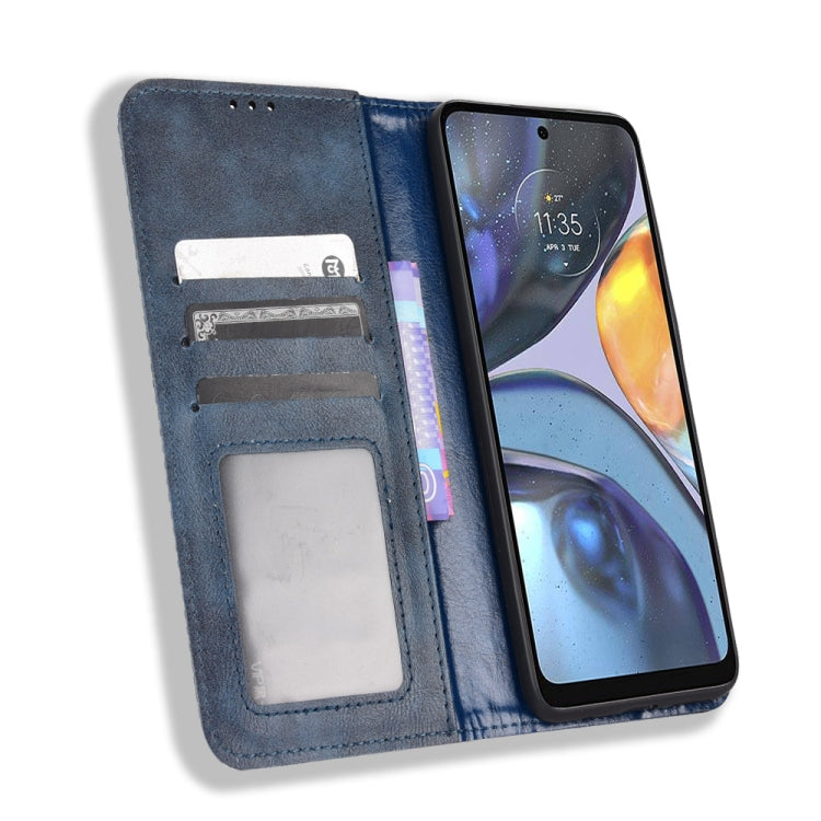For Motorola Moto E32s / G22 Magnetic Buckle Retro Texture Leather Phone Case