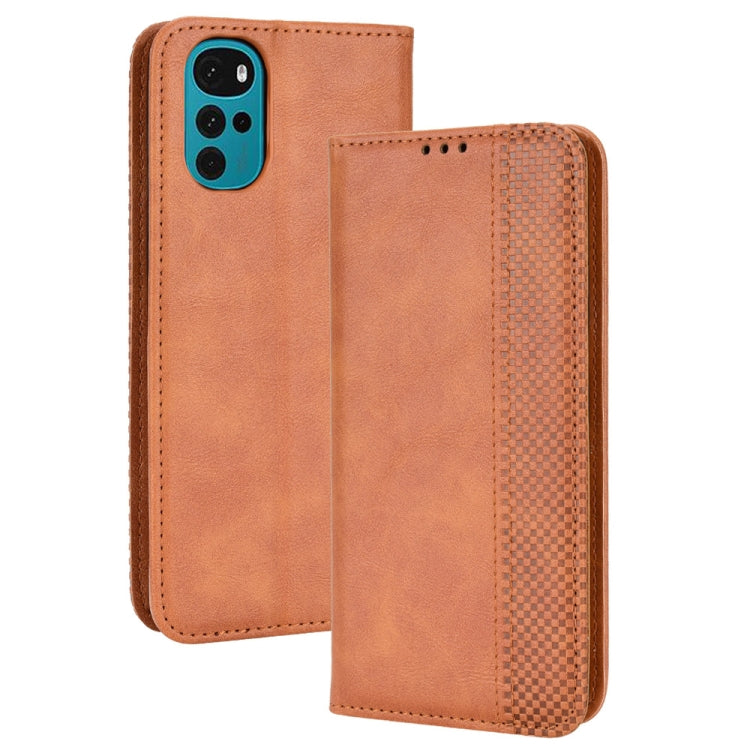 For Motorola Moto E32s / G22 Magnetic Buckle Retro Texture Leather Phone Case