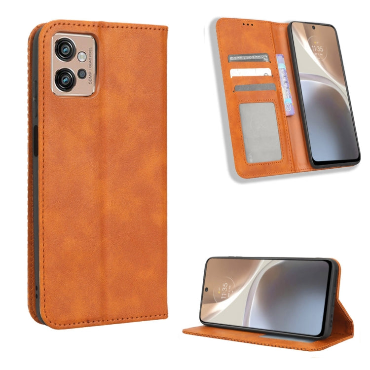 For Motorola Moto G32 Magnetic Buckle Retro Texture Leather Phone Case
