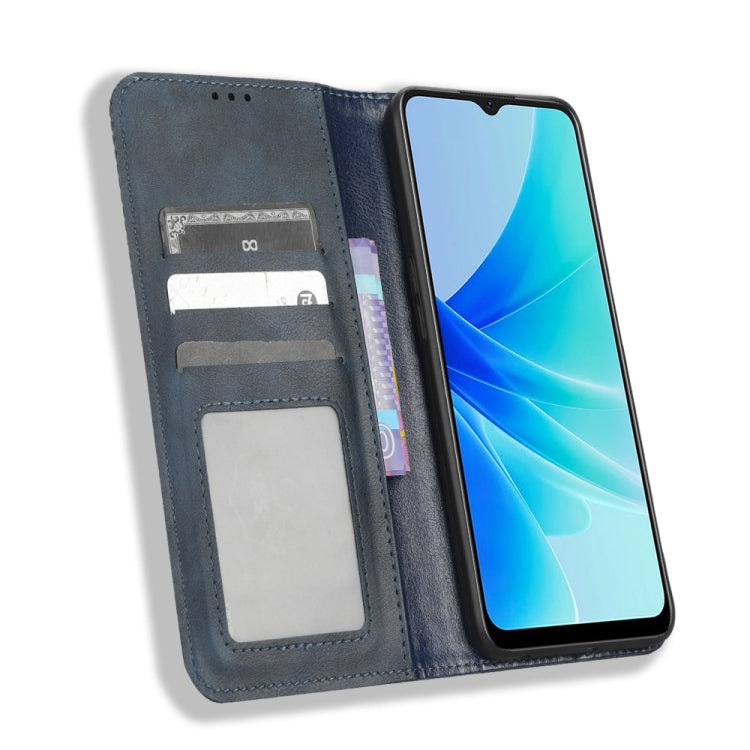 For OPPO A57 5G / 4G Magnetic Buckle Retro Texture Leather Phone Case