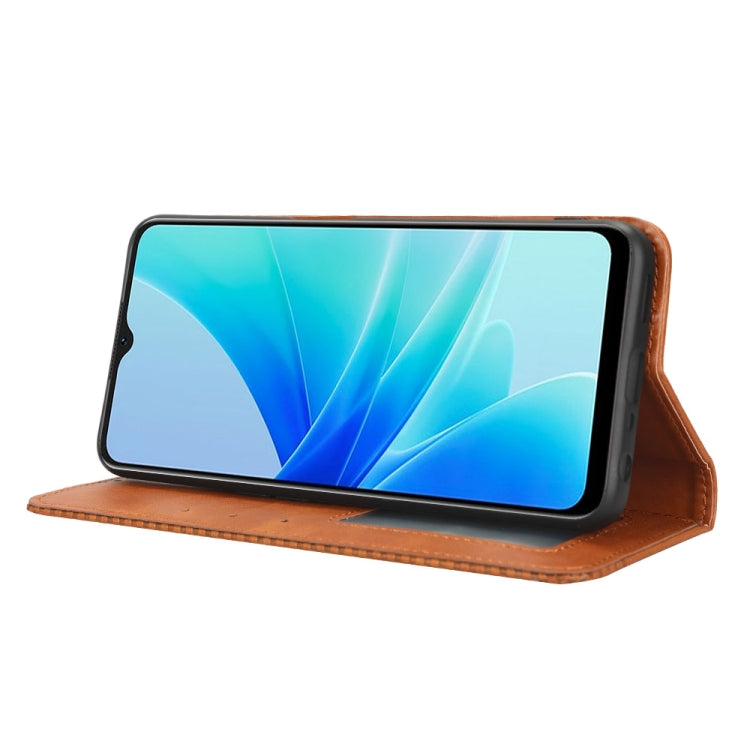 For OPPO A57 5G / 4G Magnetic Buckle Retro Texture Leather Phone Case