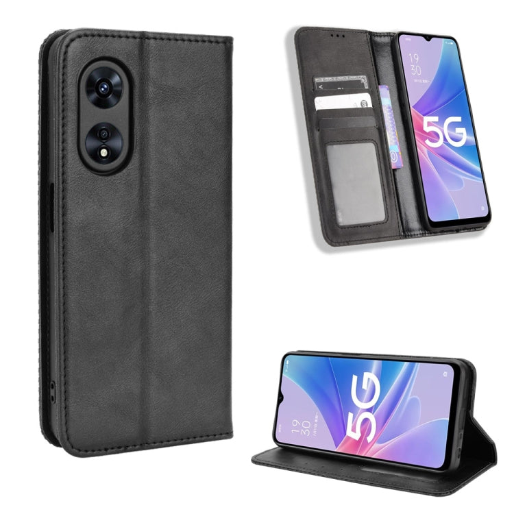 For OPPO A97 5G Magnetic Buckle Retro Texture Leather Phone Case