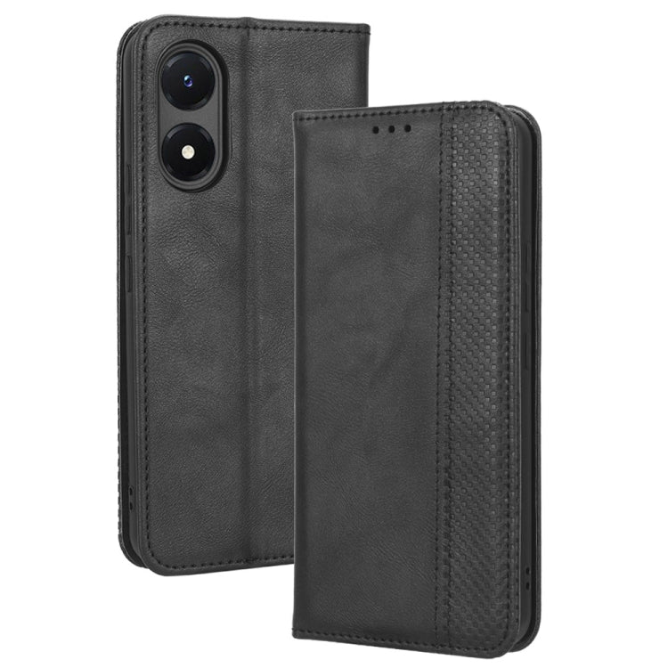 For vivo Y02s Magnetic Buckle Retro Texture Leather Phone Case