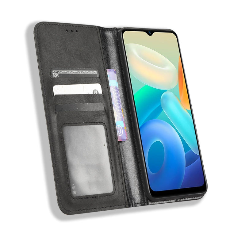 For vivo Y02s Magnetic Buckle Retro Texture Leather Phone Case