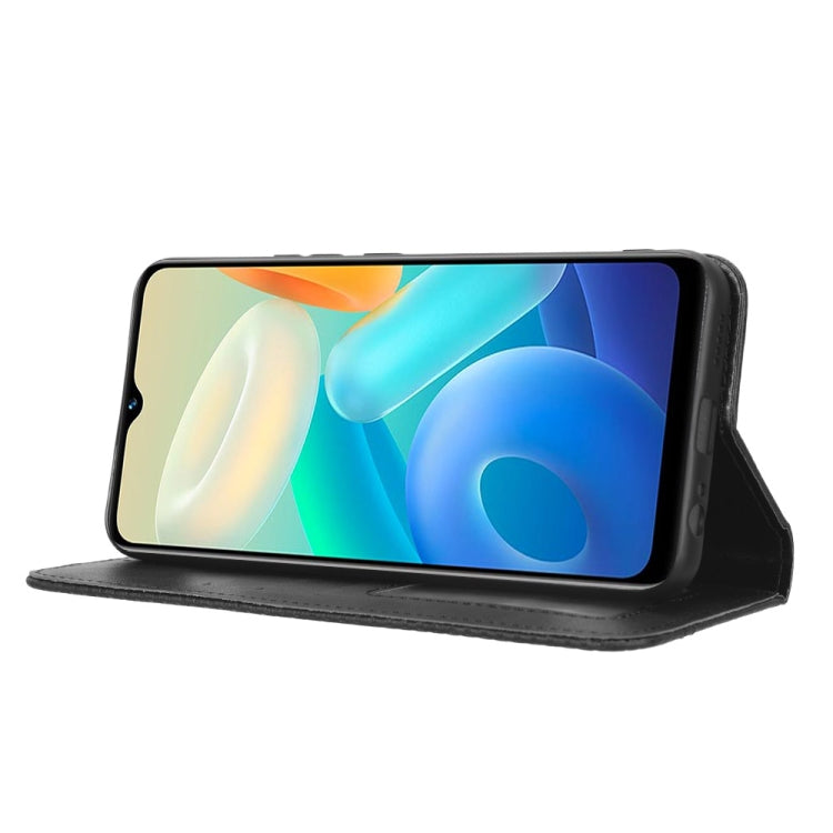 For vivo Y02s Magnetic Buckle Retro Texture Leather Phone Case