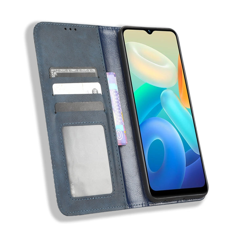 For vivo Y02s Magnetic Buckle Retro Texture Leather Phone Case