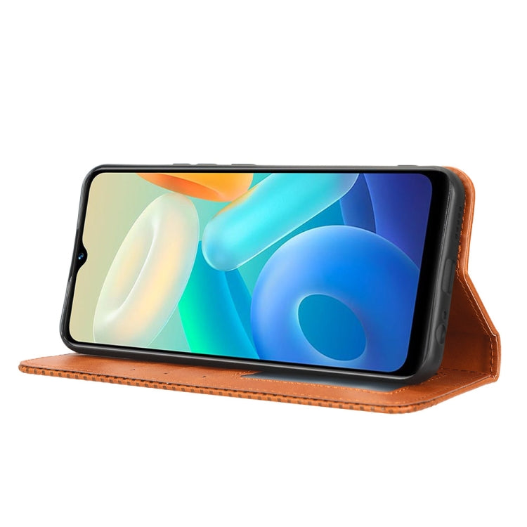 For vivo Y02s Magnetic Buckle Retro Texture Leather Phone Case