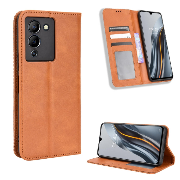 For Infinix Note 12 G96 Magnetic Buckle Retro Texture Leather Phone Case