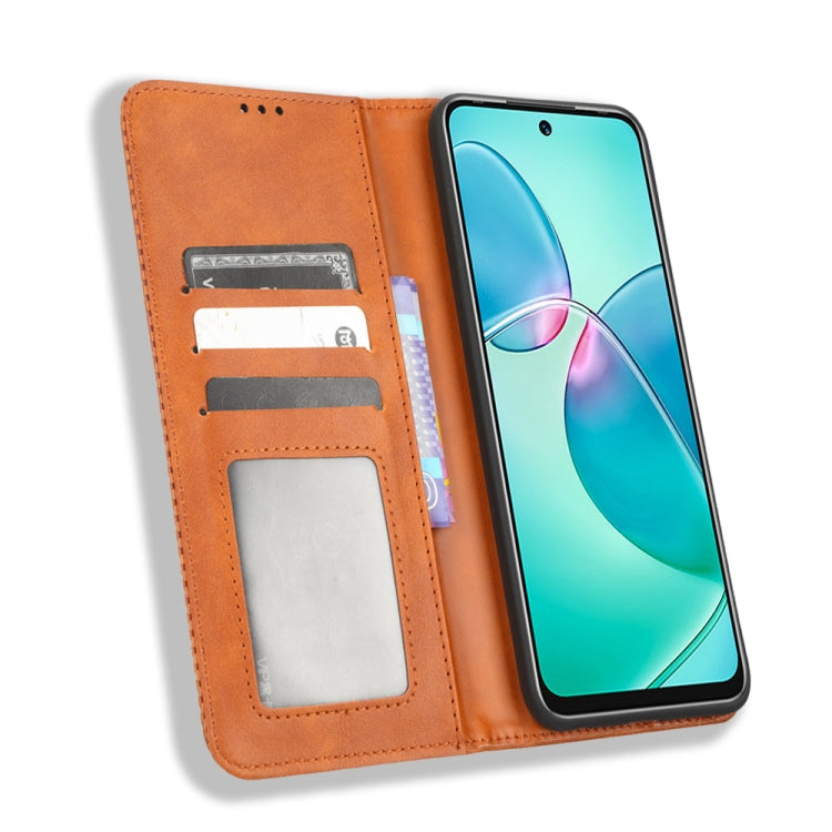 For Infinix Note 12i Magnetic Buckle Retro Texture Leather Phone Case