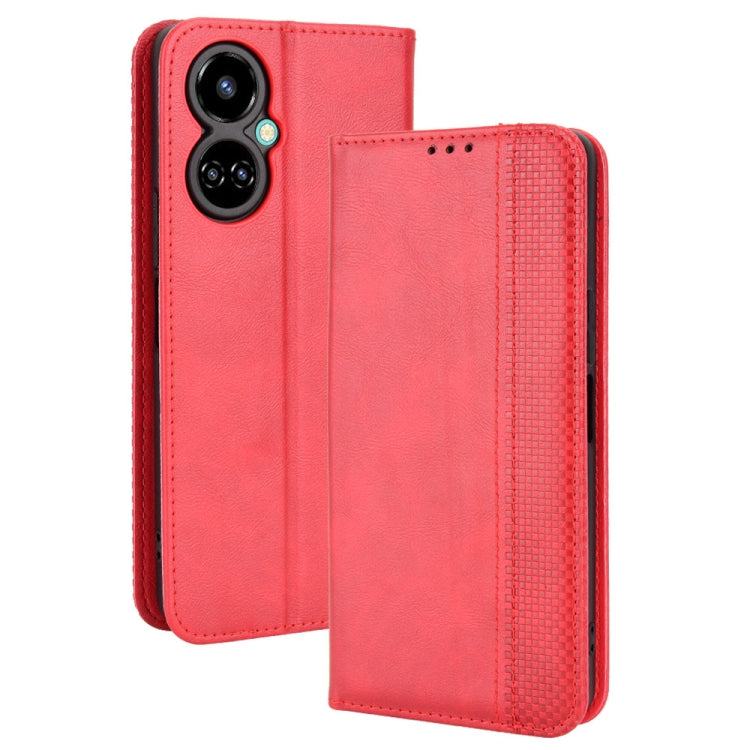 For Tecno Camon 19 Magnetic Buckle Retro Texture Leather Phone Case
