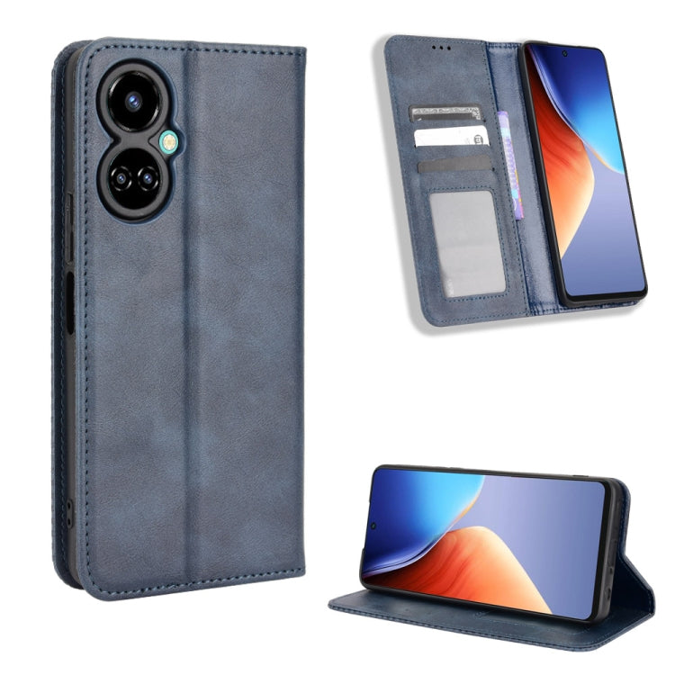 For Tecno Camon 19 Magnetic Buckle Retro Texture Leather Phone Case