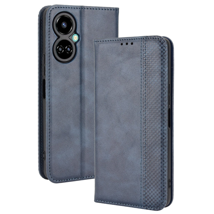 For Tecno Camon 19 Magnetic Buckle Retro Texture Leather Phone Case