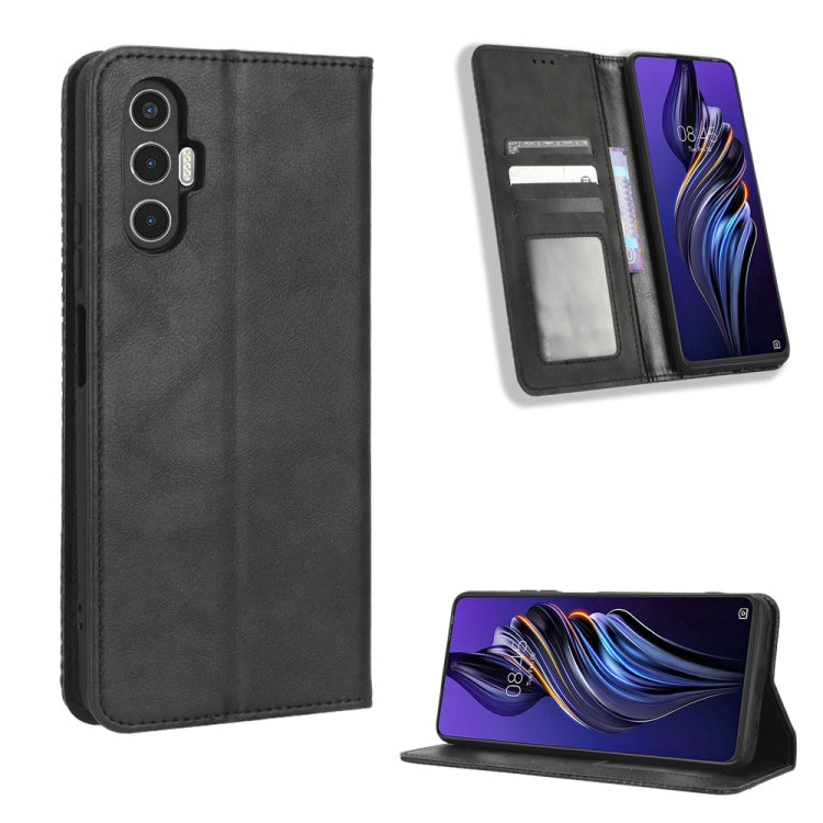 For Tecno Pova3 Magnetic Buckle Retro Texture Leather Phone Case