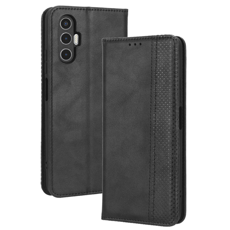 For Tecno Pova3 Magnetic Buckle Retro Texture Leather Phone Case