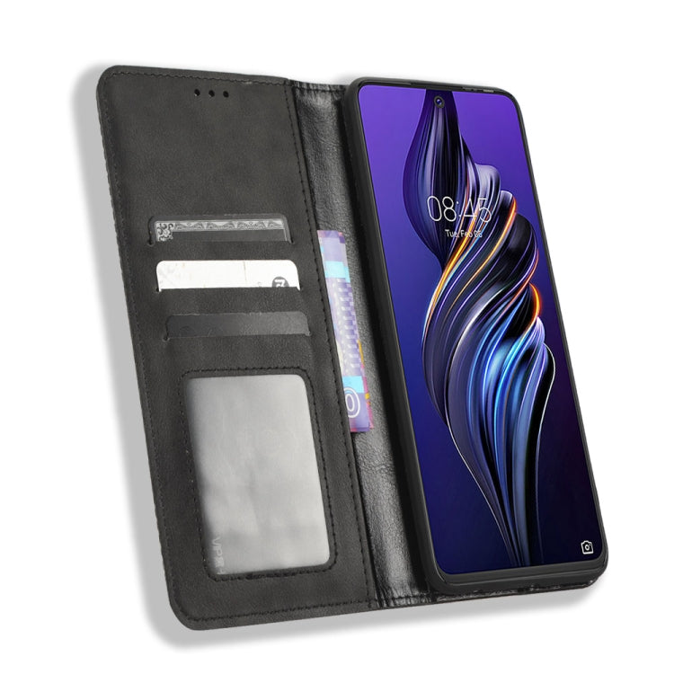 For Tecno Pova3 Magnetic Buckle Retro Texture Leather Phone Case