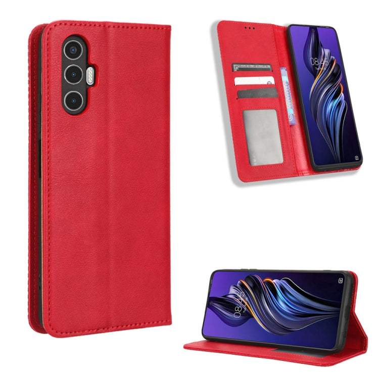 For Tecno Pova3 Magnetic Buckle Retro Texture Leather Phone Case