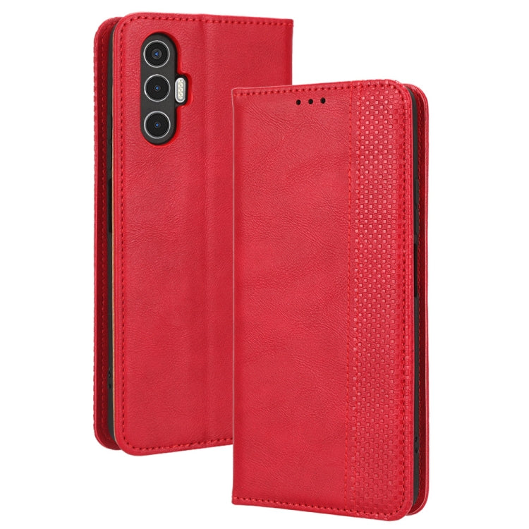 For Tecno Pova3 Magnetic Buckle Retro Texture Leather Phone Case