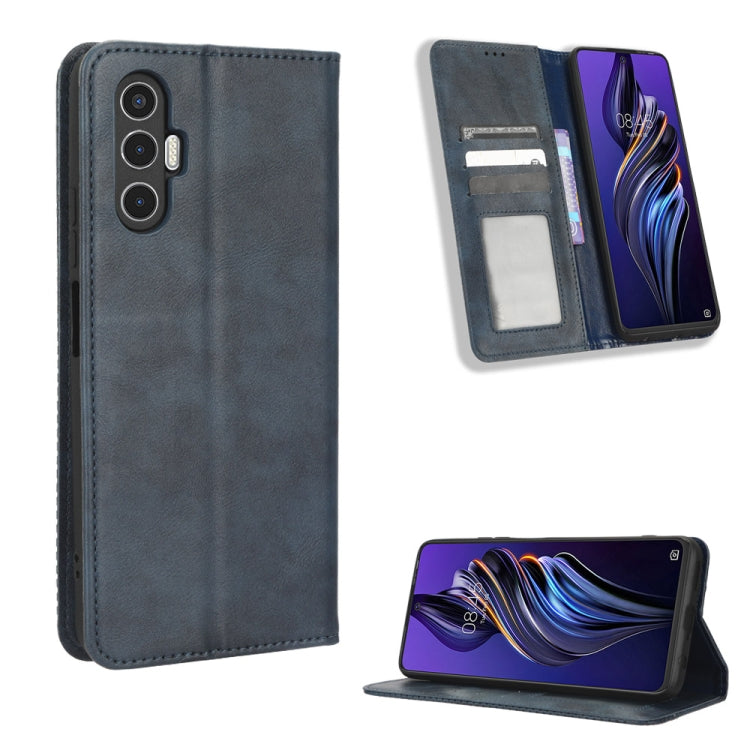 For Tecno Pova3 Magnetic Buckle Retro Texture Leather Phone Case
