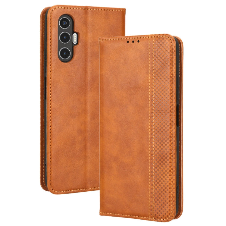 For Tecno Pova3 Magnetic Buckle Retro Texture Leather Phone Case