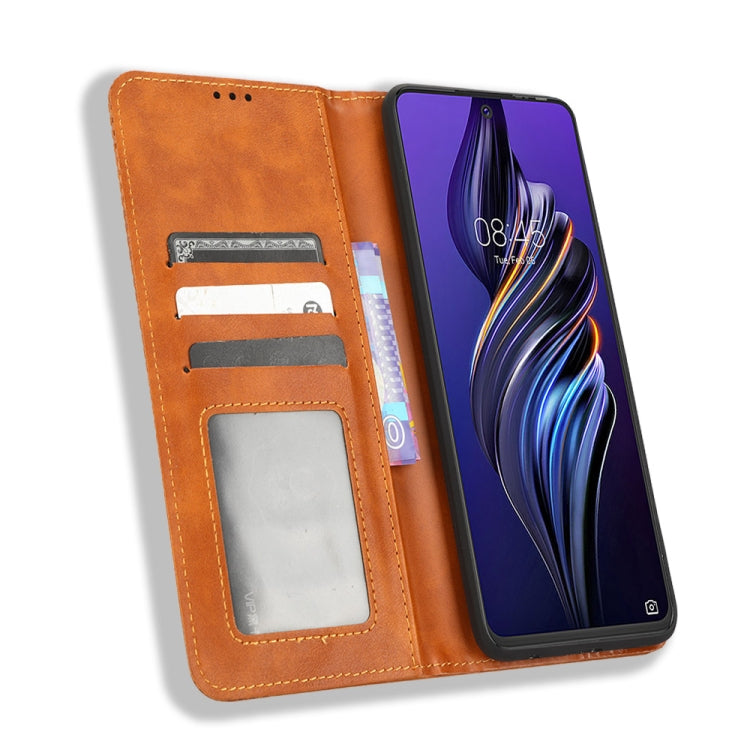 For Tecno Pova3 Magnetic Buckle Retro Texture Leather Phone Case