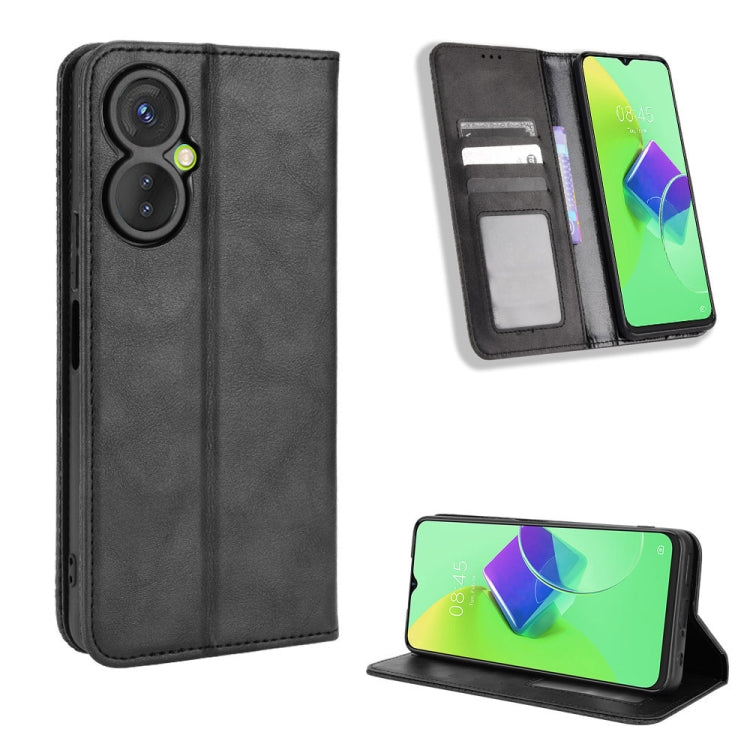 For Tecno Spark 9 Pro Magnetic Buckle Retro Texture Leather Phone Case
