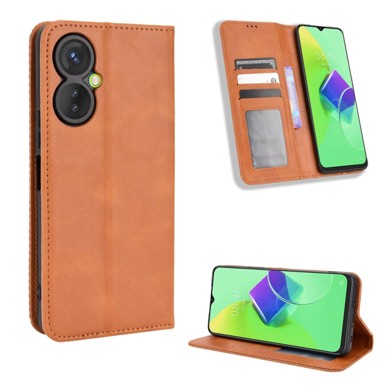 For Tecno Spark 9 Pro Magnetic Buckle Retro Texture Leather Phone Case