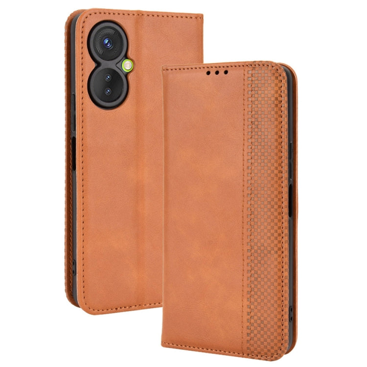 For Tecno Spark 9 Pro Magnetic Buckle Retro Texture Leather Phone Case