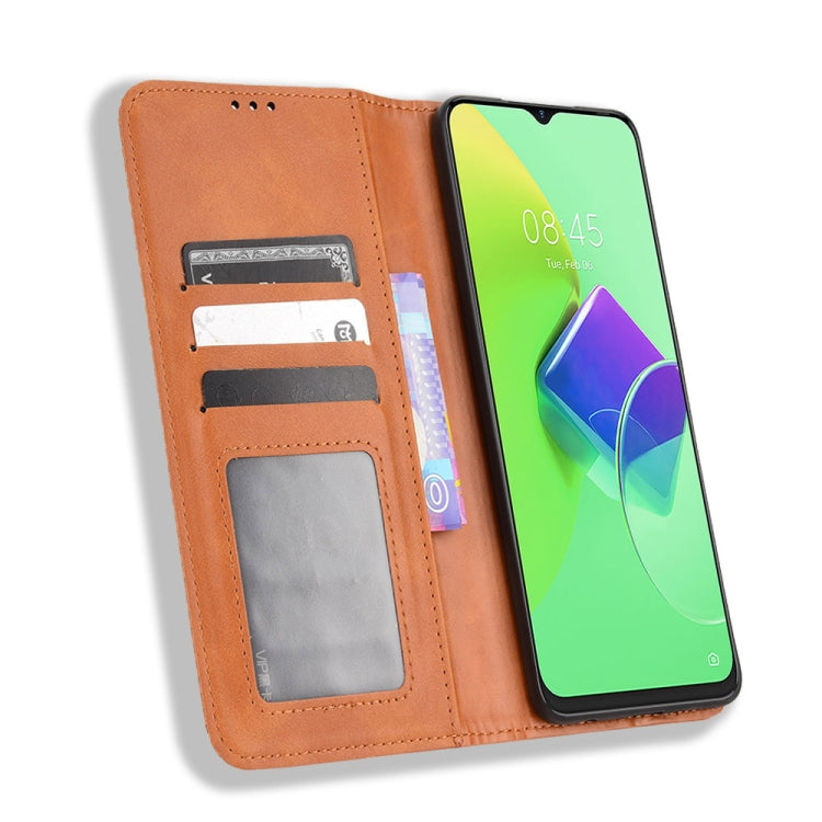 For Tecno Spark 9 Pro Magnetic Buckle Retro Texture Leather Phone Case