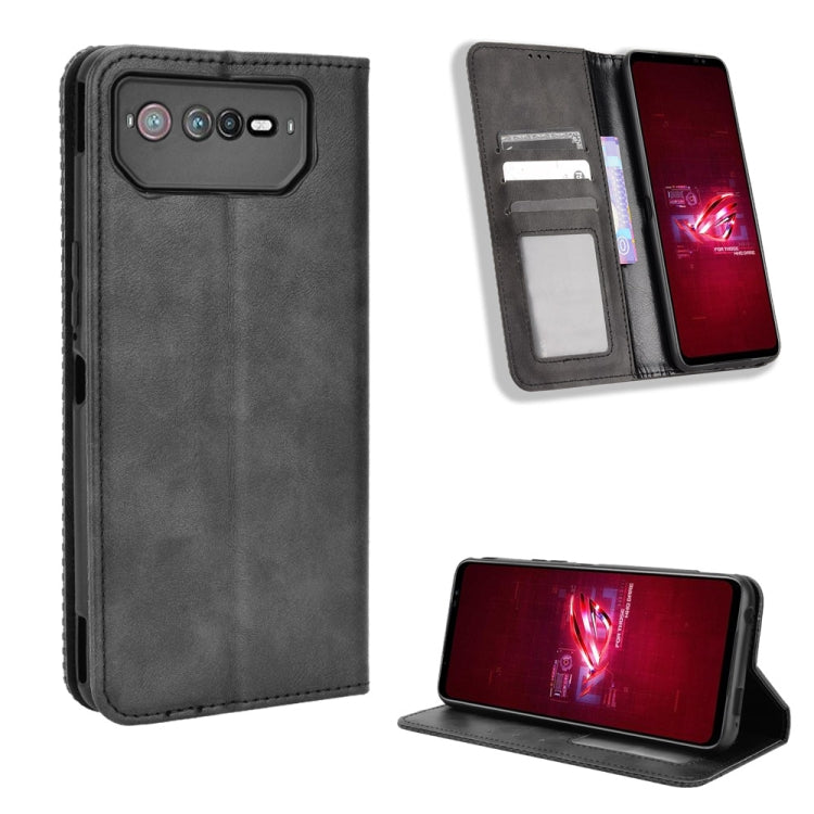 For ASUS ROG Phone 6 / 6 Pro Magnetic Buckle Retro Texture Leather Phone Case