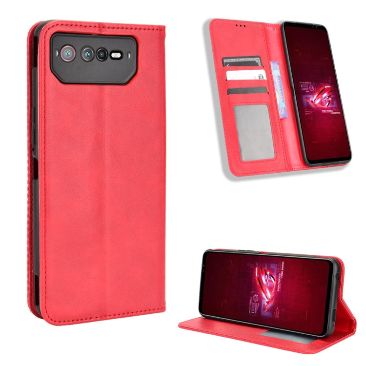 For ASUS ROG Phone 6 / 6 Pro Magnetic Buckle Retro Texture Leather Phone Case