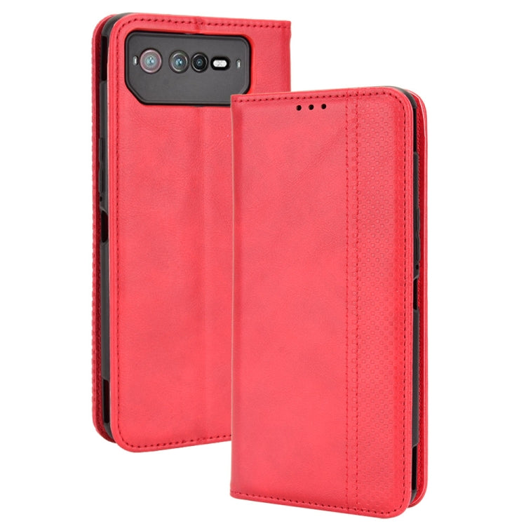 For ASUS ROG Phone 6 / 6 Pro Magnetic Buckle Retro Texture Leather Phone Case