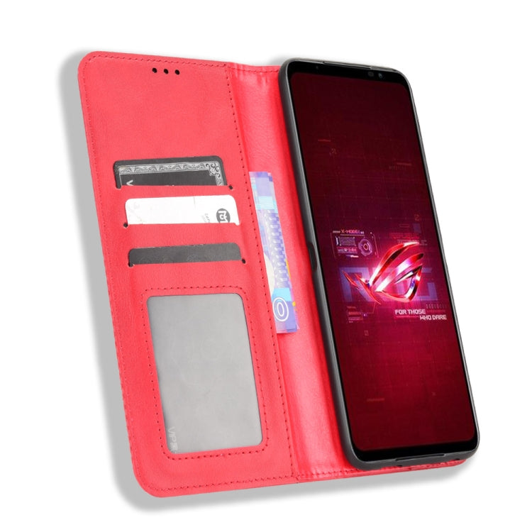 For ASUS ROG Phone 6 / 6 Pro Magnetic Buckle Retro Texture Leather Phone Case