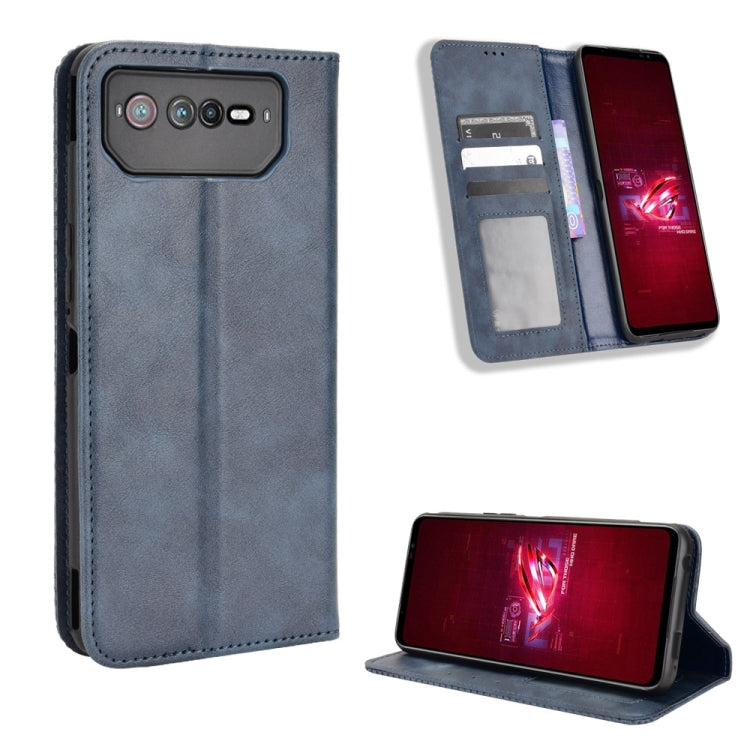 For ASUS ROG Phone 6 / 6 Pro Magnetic Buckle Retro Texture Leather Phone Case