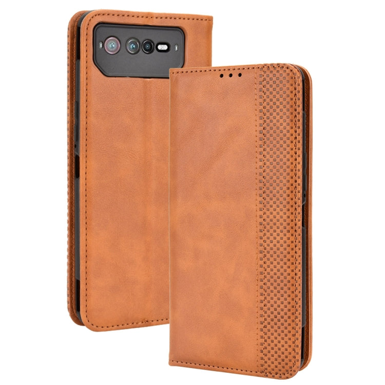 For ASUS ROG Phone 6 / 6 Pro Magnetic Buckle Retro Texture Leather Phone Case