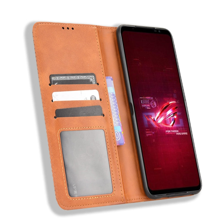 For ASUS ROG Phone 6 / 6 Pro Magnetic Buckle Retro Texture Leather Phone Case