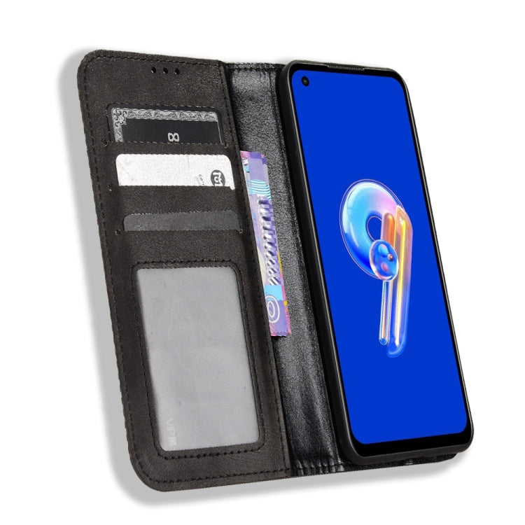 For ASUS Zenfone 9 Magnetic Buckle Retro Texture Leather Phone Case