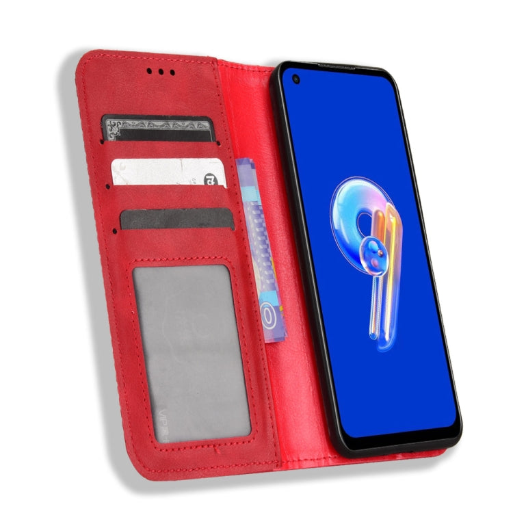 For ASUS Zenfone 9 Magnetic Buckle Retro Texture Leather Phone Case