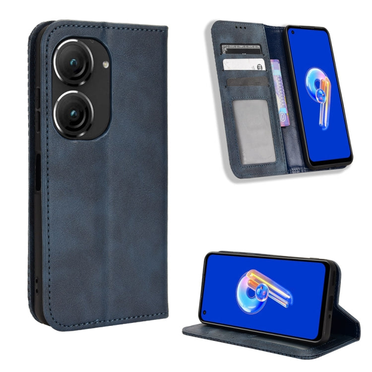For ASUS Zenfone 9 Magnetic Buckle Retro Texture Leather Phone Case