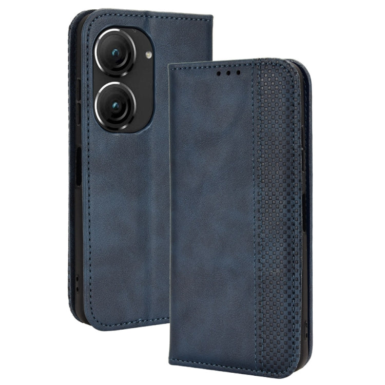 For ASUS Zenfone 9 Magnetic Buckle Retro Texture Leather Phone Case