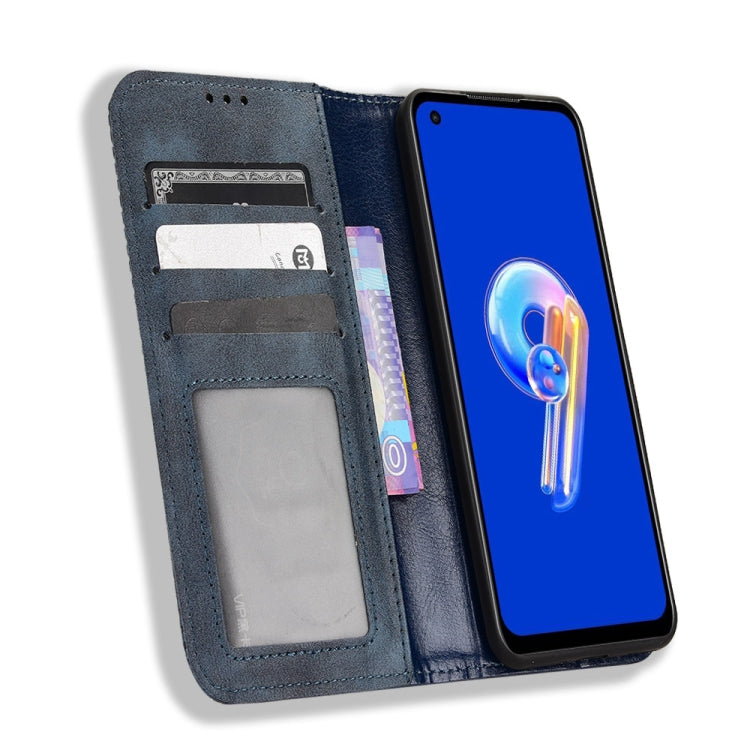 For ASUS Zenfone 9 Magnetic Buckle Retro Texture Leather Phone Case