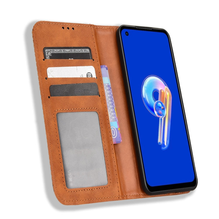 For ASUS Zenfone 9 Magnetic Buckle Retro Texture Leather Phone Case