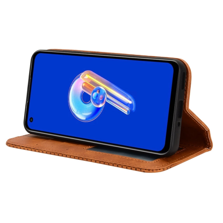 For ASUS Zenfone 9 Magnetic Buckle Retro Texture Leather Phone Case