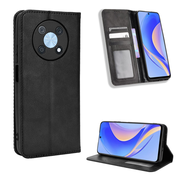For Huawei nova Y90 Magnetic Buckle Retro Texture Leather Phone Case