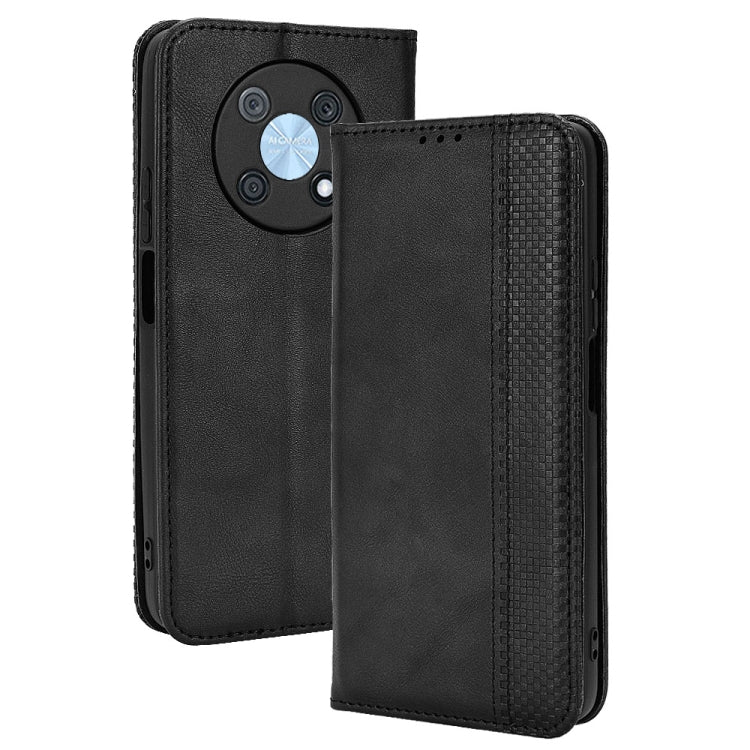 For Huawei nova Y90 Magnetic Buckle Retro Texture Leather Phone Case