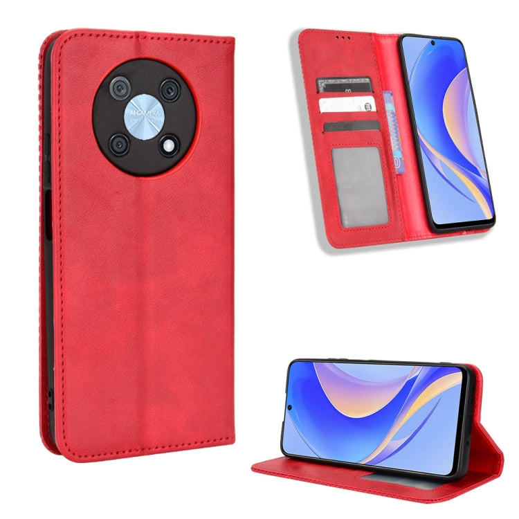 For Huawei nova Y90 Magnetic Buckle Retro Texture Leather Phone Case