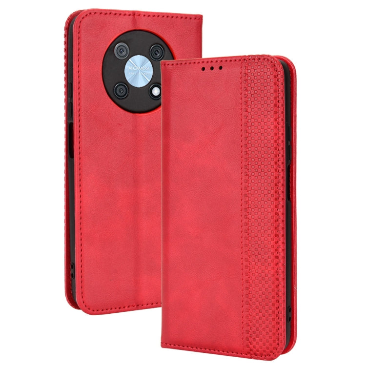For Huawei nova Y90 Magnetic Buckle Retro Texture Leather Phone Case