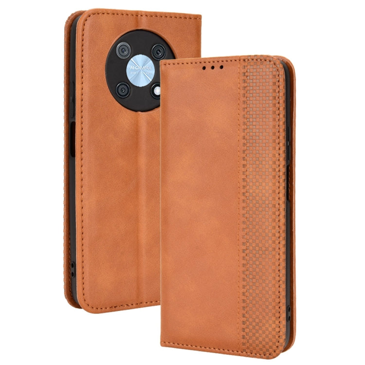 For Huawei nova Y90 Magnetic Buckle Retro Texture Leather Phone Case