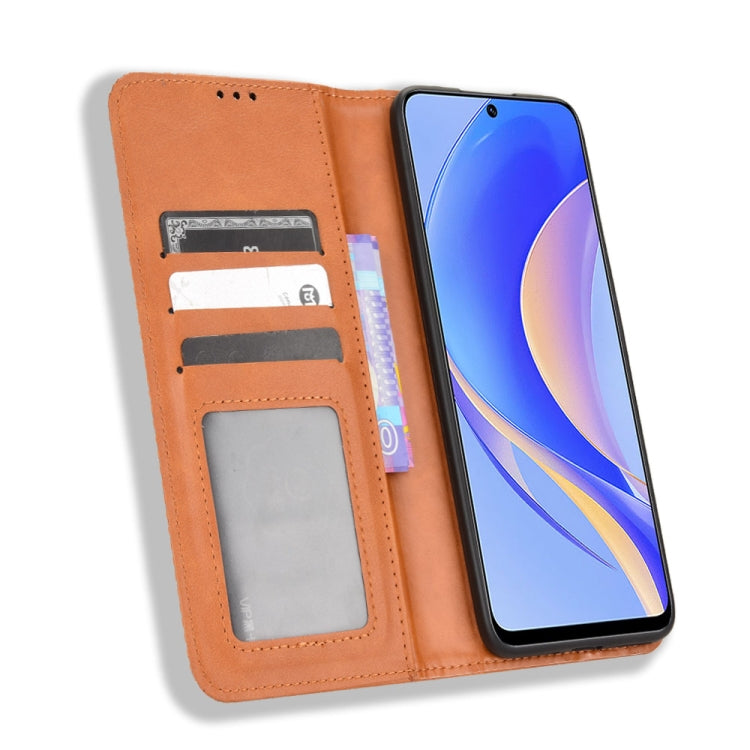 For Huawei nova Y90 Magnetic Buckle Retro Texture Leather Phone Case