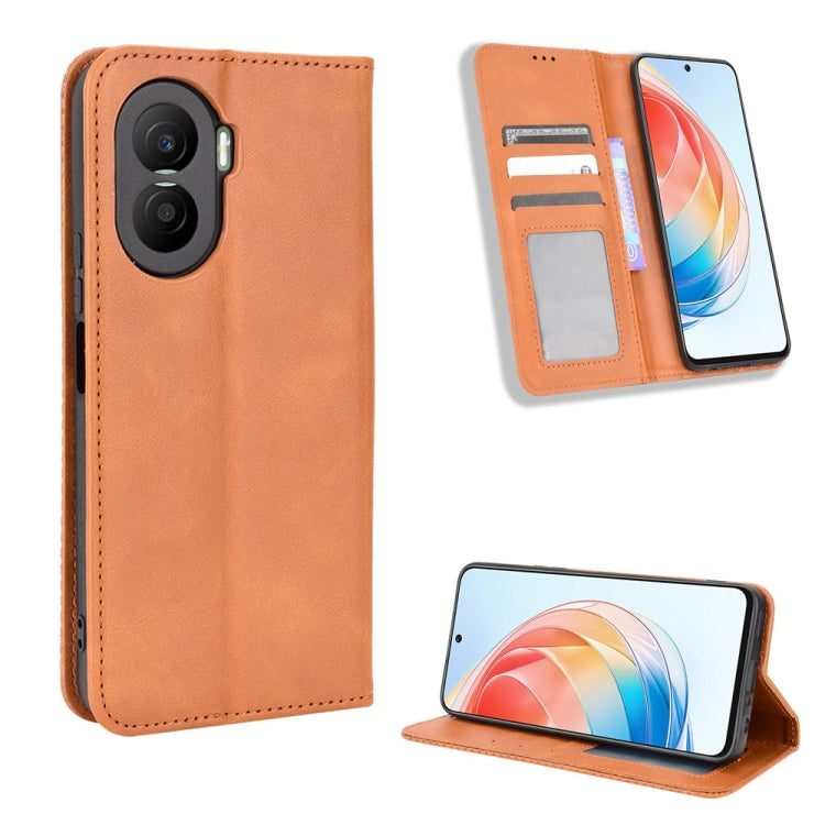For Honor X40i Magnetic Buckle Retro Texture Leather Phone Case