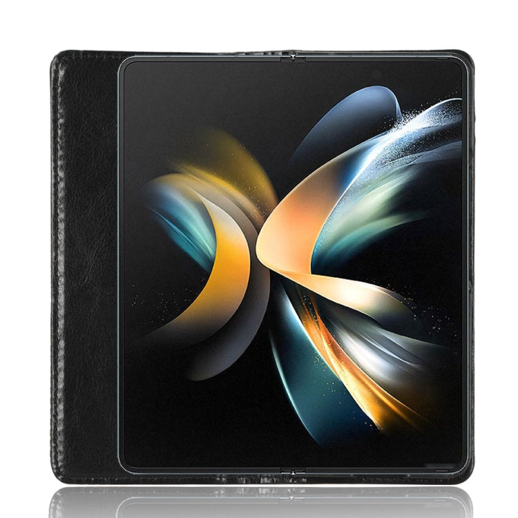 For Samsung Galaxy Z Fold4 5G Magnetic Buckle Retro Texture Leather Phone Case